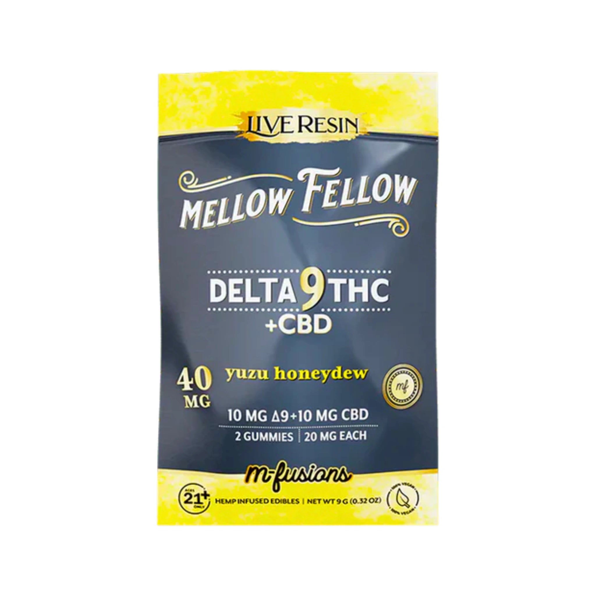 Mellow Fellow Gomitas THC Delta 9 CBD 40mg Yuzu Honeydew Splift Mexico