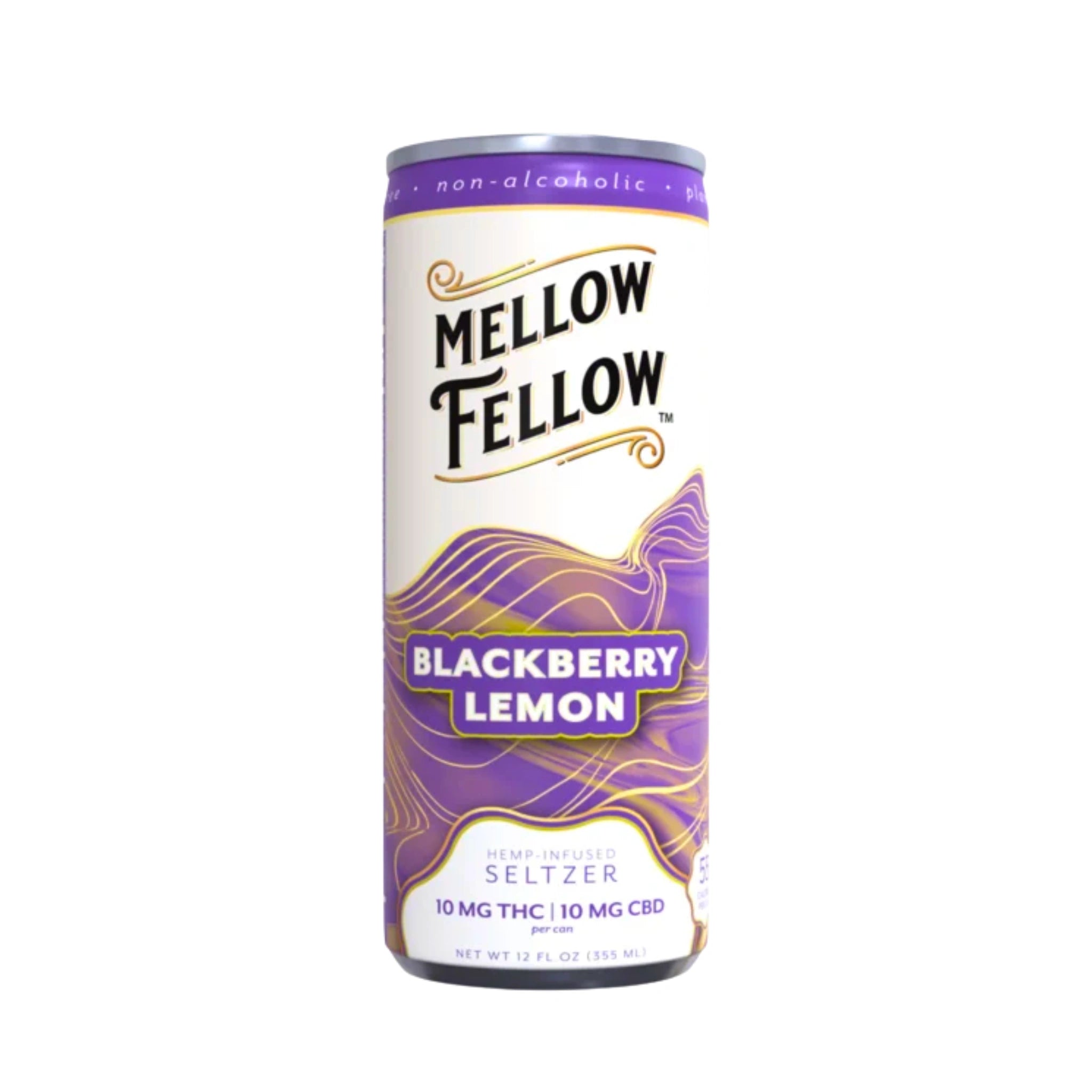 Mellow Fellow Soda THC CBD Hemp Infused Seltzer Blackberry Lemon Splift Mexico