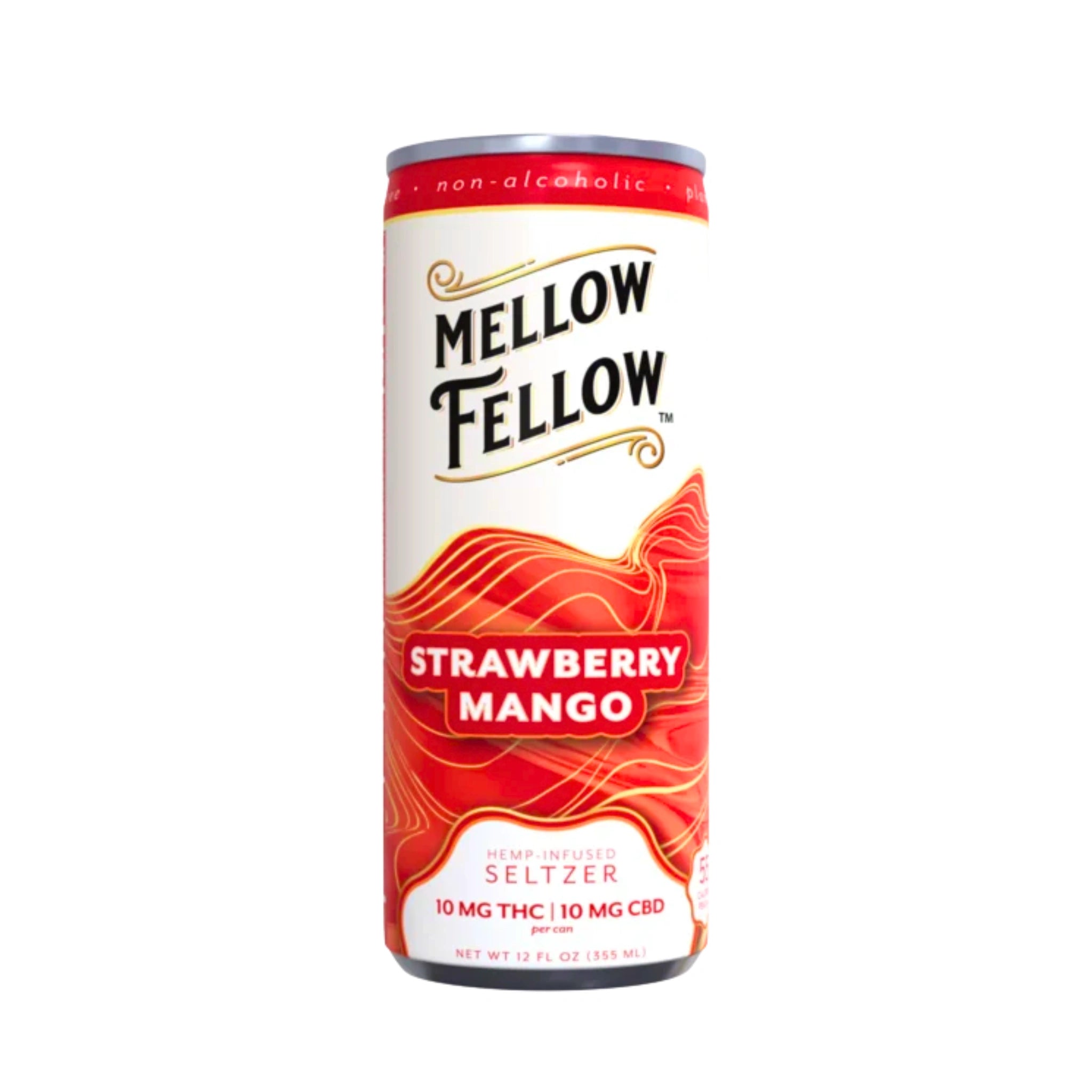 Mellow Fellow Soda THC CBD Hemp Infused Seltzer Strawberry Mango Splift Mexico
