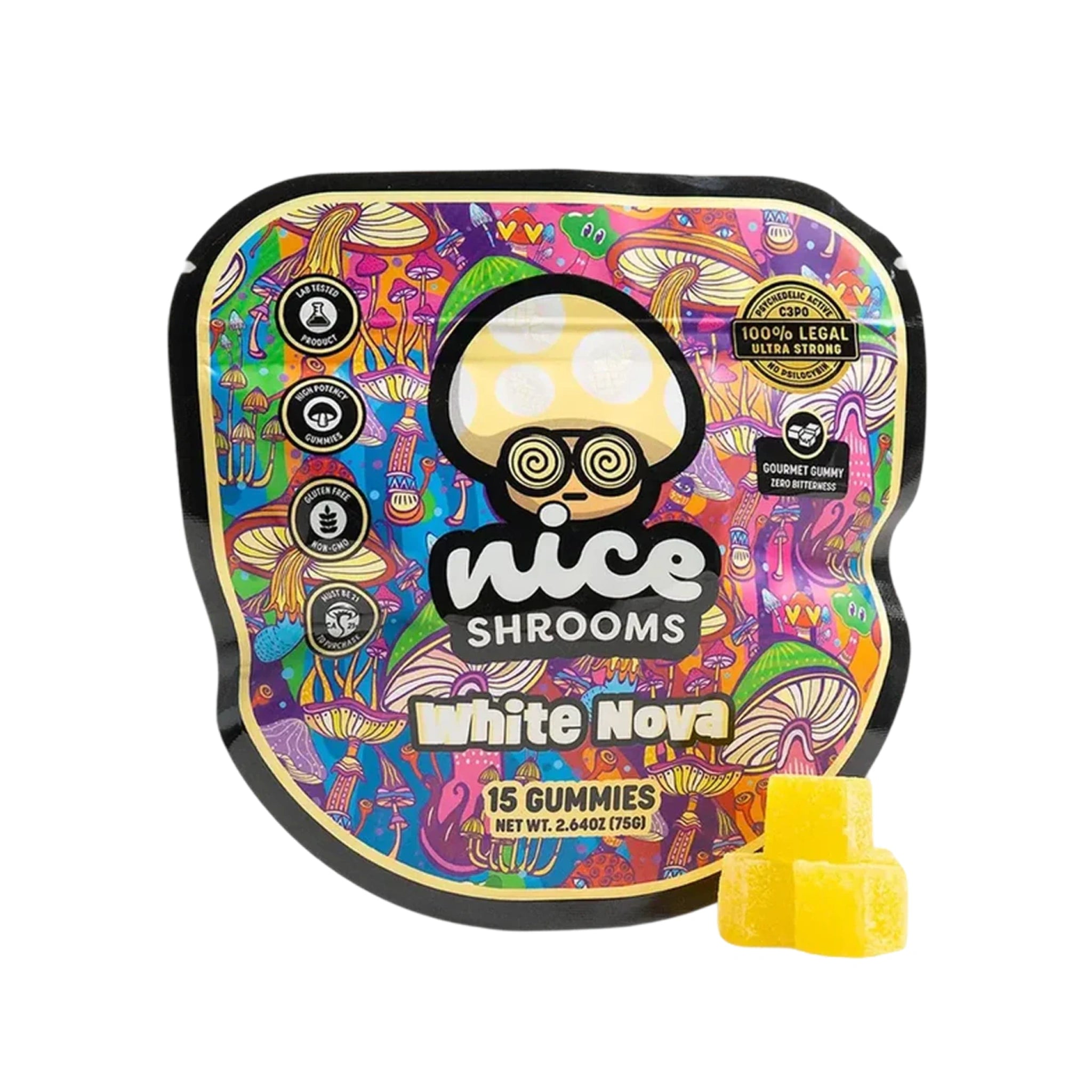 Nice Shrooms Hongos Nootrópicos White Nova 15 Gummies Splift México