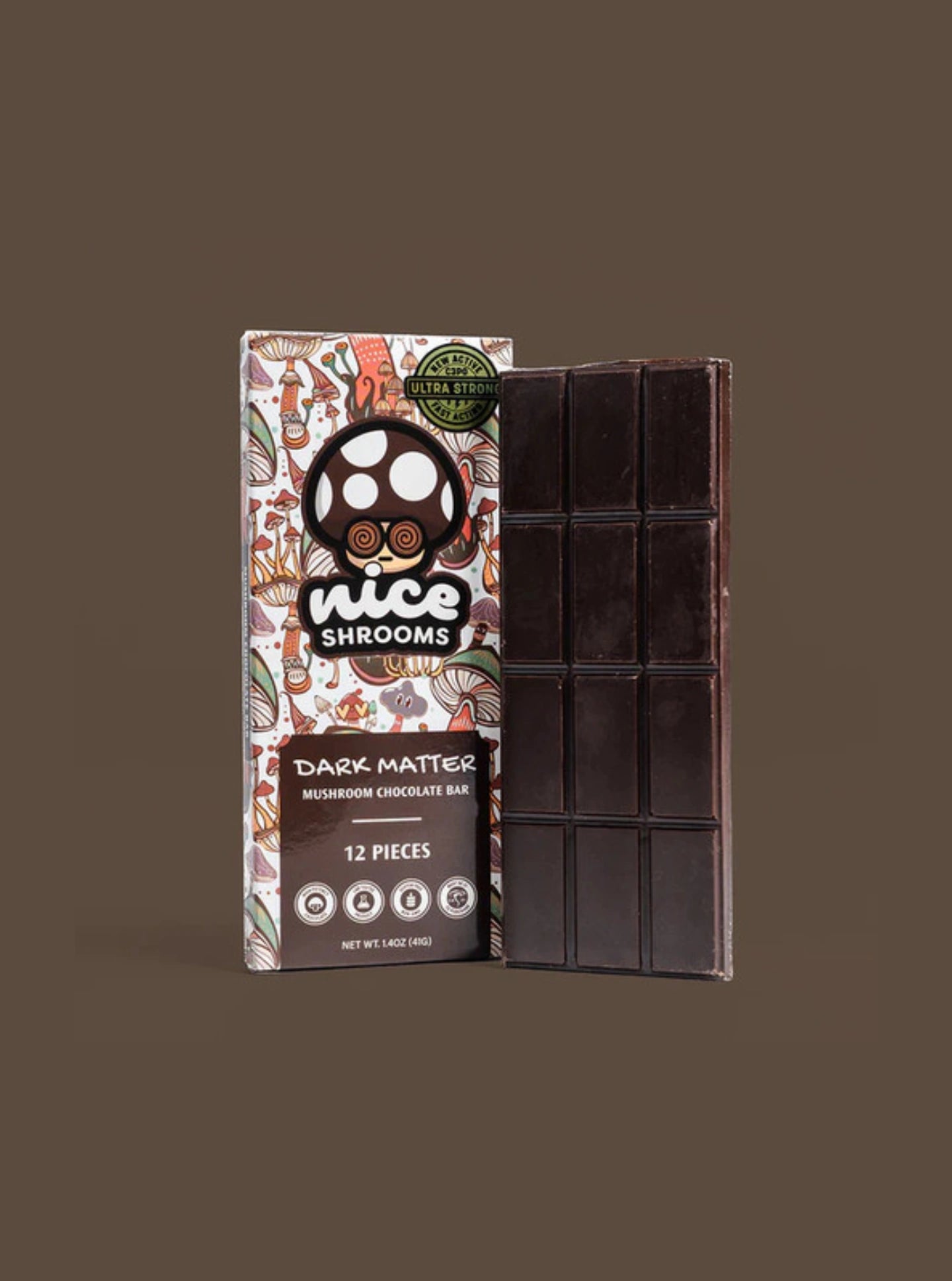 Chocolates de hongos mágicos Nice Shrooms 12 piezas Dark Matter