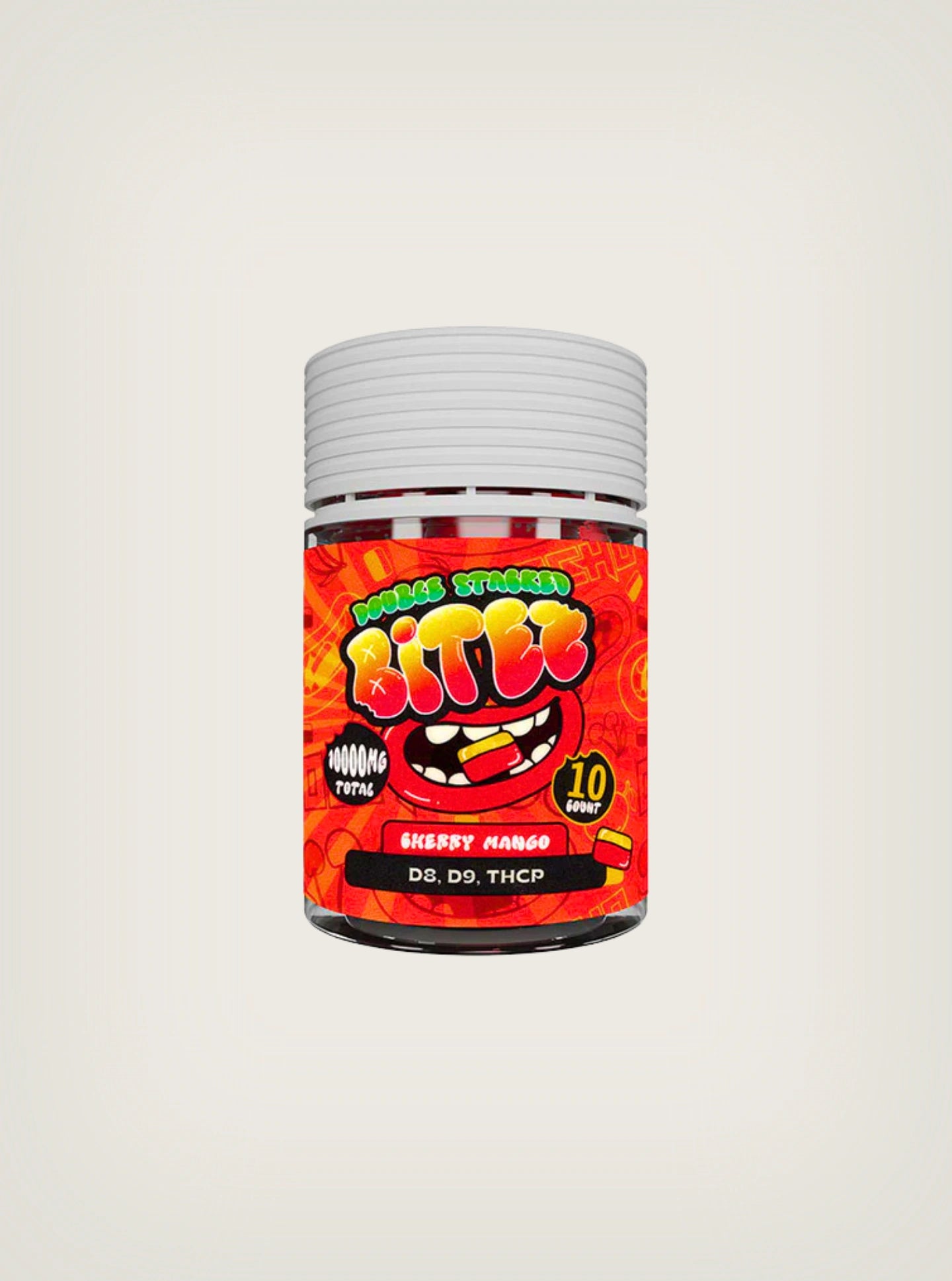 Gomitas con THC Delta 9 + Delta 8 + THCP Double Stacked Bitez 10000mg 10ct  cherry mango