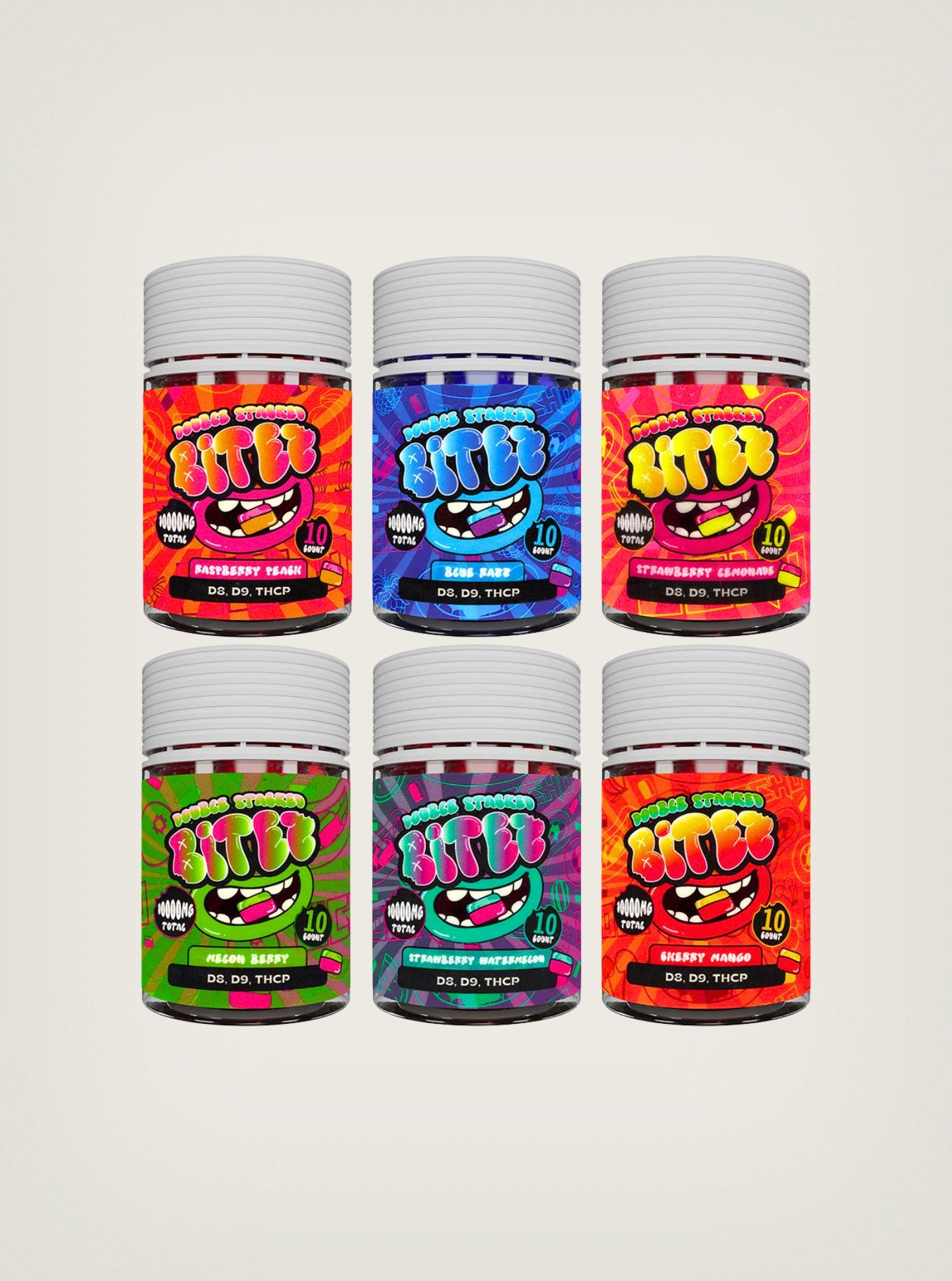 Gomitas con THC Delta 9 + Delta 8 + THCP Double Stacked Bitez 10000mg 10ct 