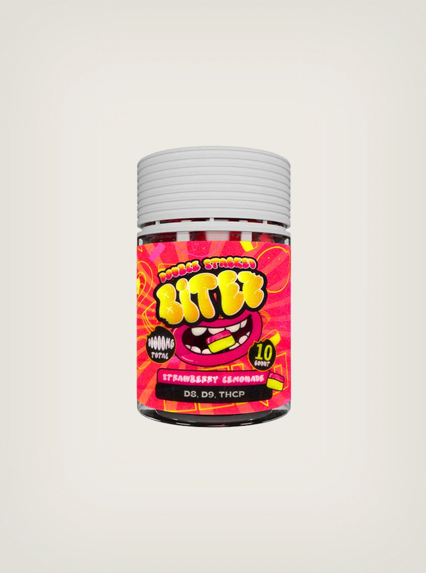 Gomitas con THC Delta 9 + Delta 8 + THCP Double Stacked Bitez 10000mg 10ct strawberry lemonade