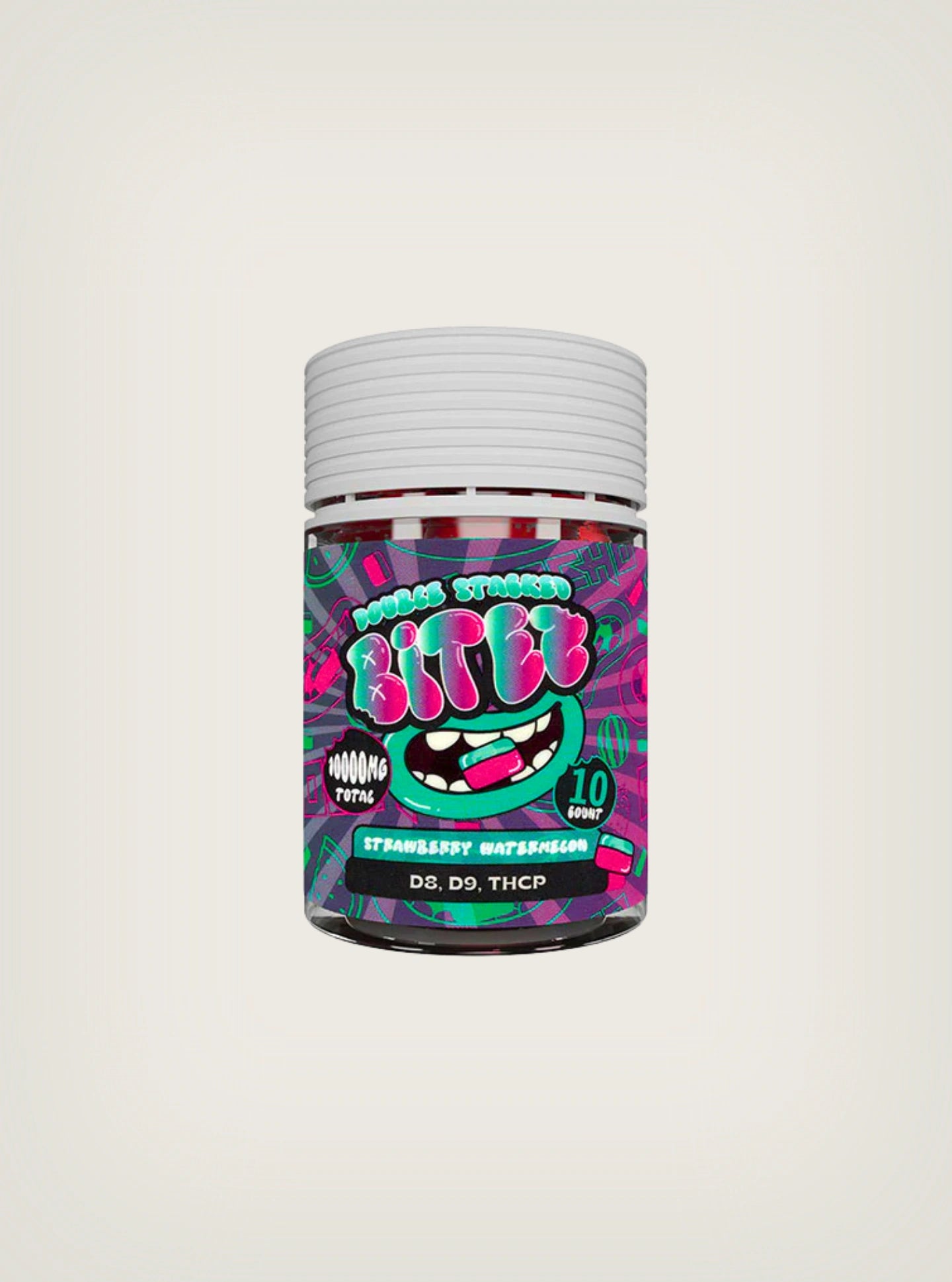 Gomitas con THC Delta 9 + Delta 8 + THCP Double Stacked Bitez 10000mg 10ct strawberry watermelon