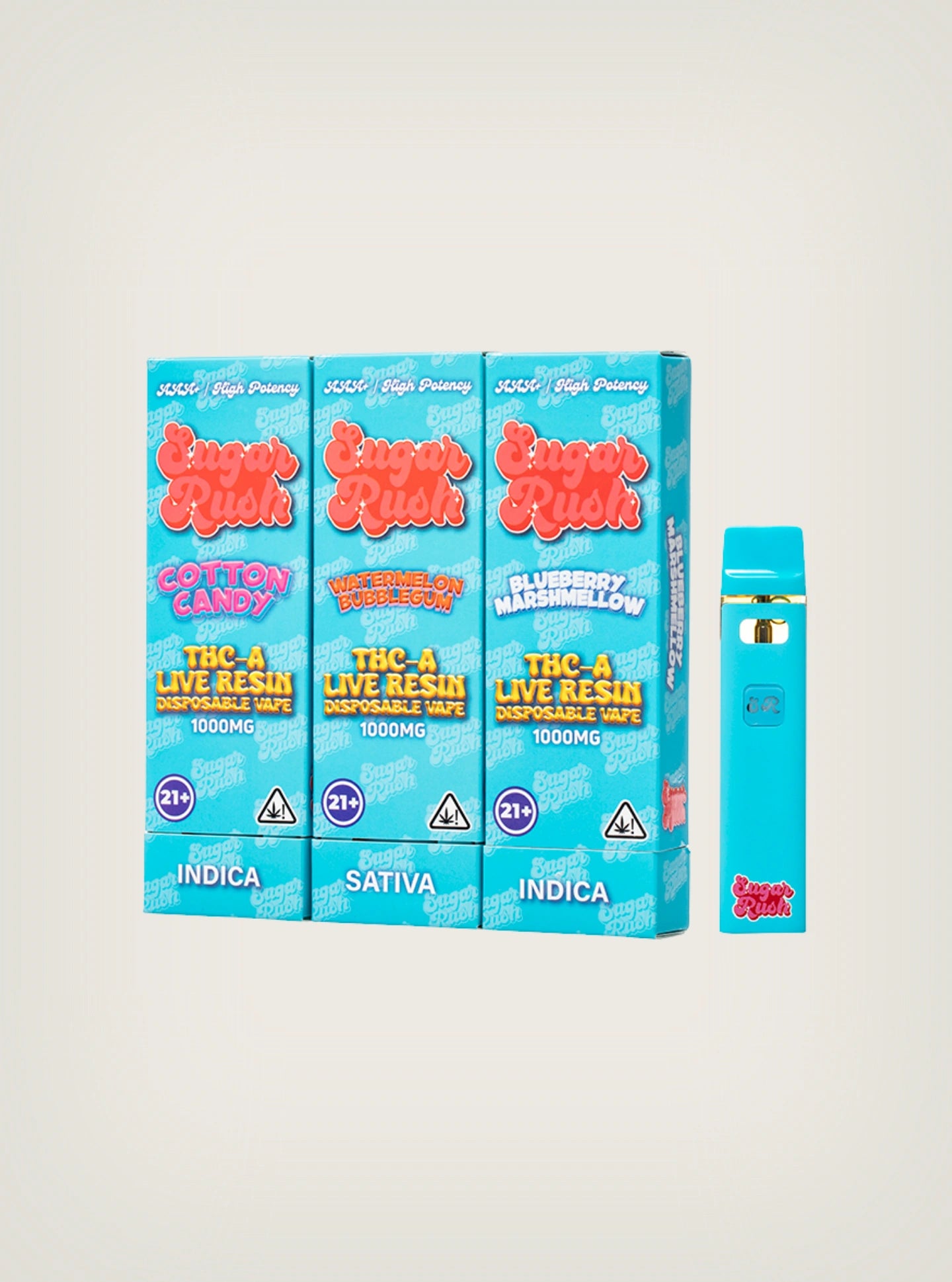 Pluma de wax Sugar Rush THCA Live Resin 1000mg disposable vape
