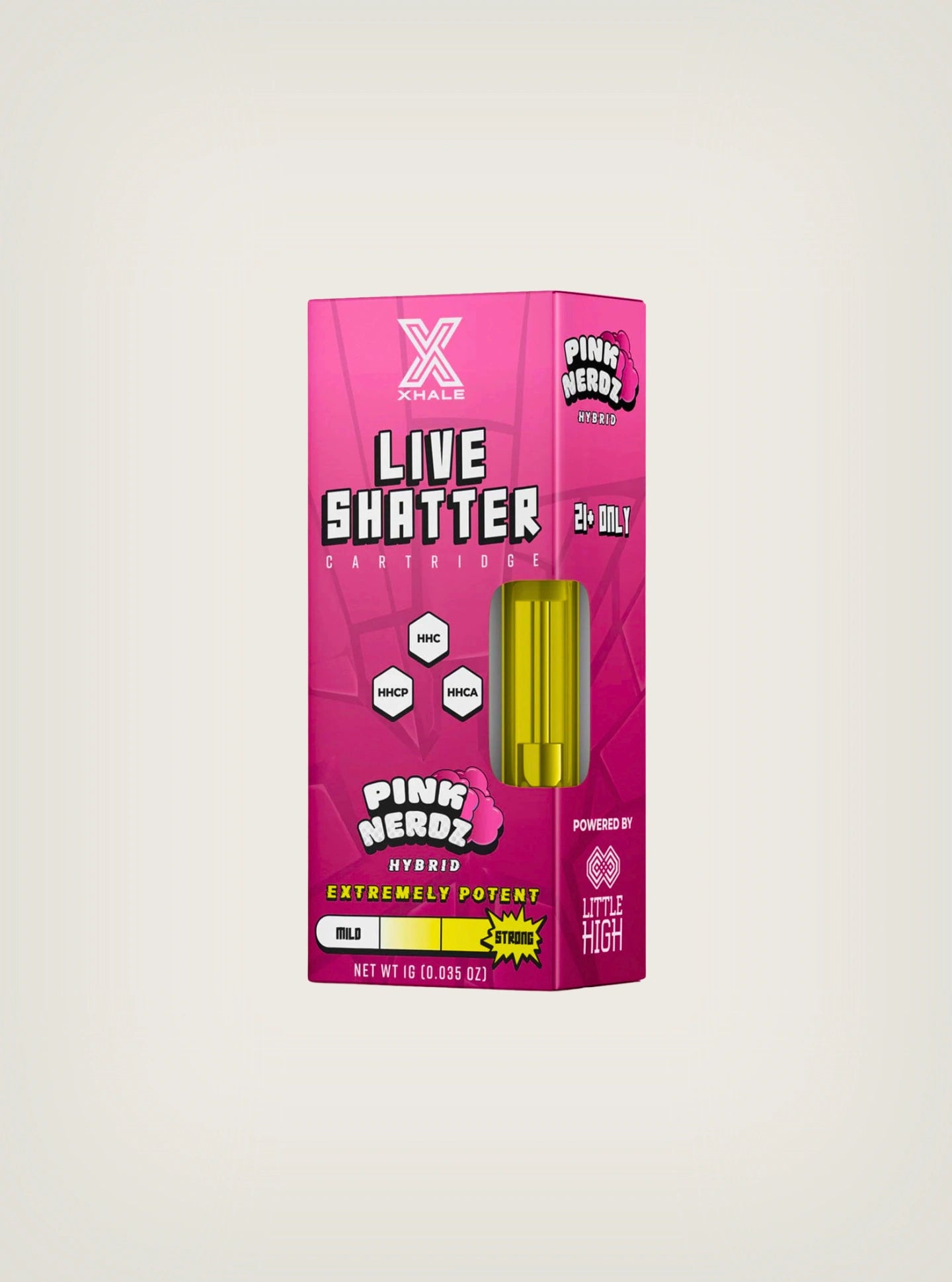 Compra Cartuchos de wax desechables de HHC + HHCP + HHCA 2g marca Xhale Pink Nerdz Hybrid